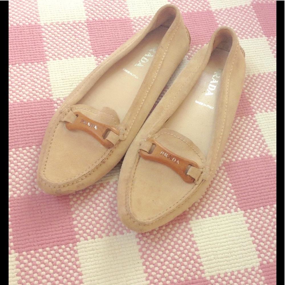 Authentic Prada Tan Suede Drivers